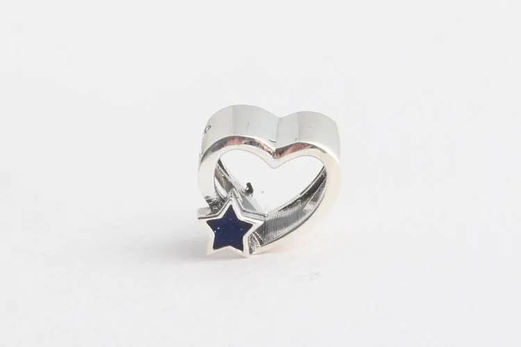 Autentici gioielli in argento sterling S925 San Valentino039s Day Blue Star smalto traforato fascino tallone adatto braccialetti fai da te originali Access2378553