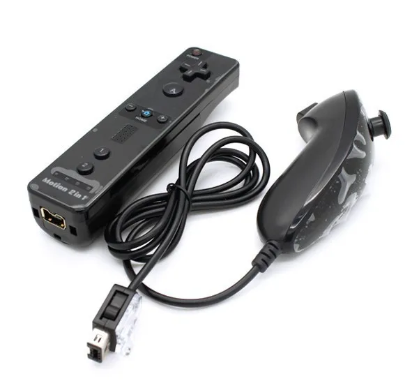 Built in Motion Plus Remote and Nunchuck Controller For Nintendo Wii Blue Color 