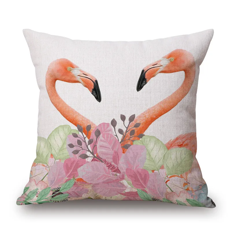 flamingo decoration cushion cover bright pink tropical print chaise chair throw pillow case wild animal home office almofada5677695