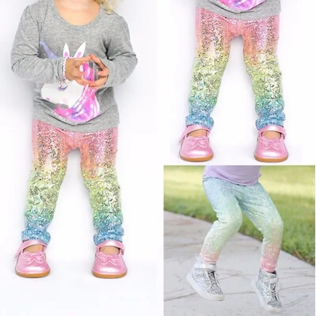 Kids Clothing Mermaid Style Baby Girl Leggings Print Gradient Color Casual Long Pants Trousers Elastic Slim Fitness Leggings for 2-6 Years