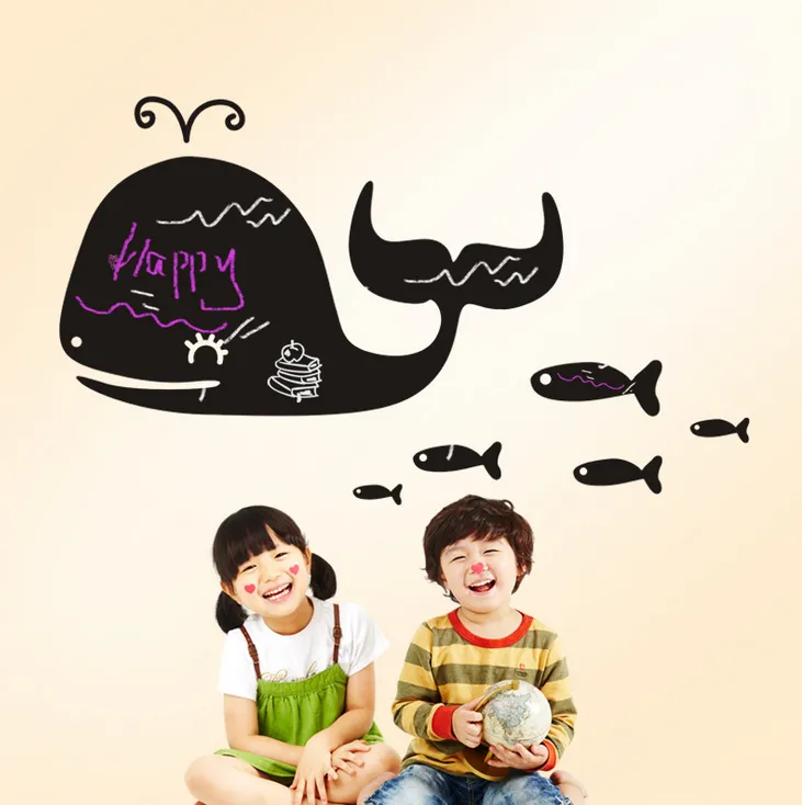 DIY Amovible Baleine Blackboard Vinyle Étanche Animal Stickers Muraux Enfants Chambre Décor Nursery Decal Autocollant Papier Peint / 