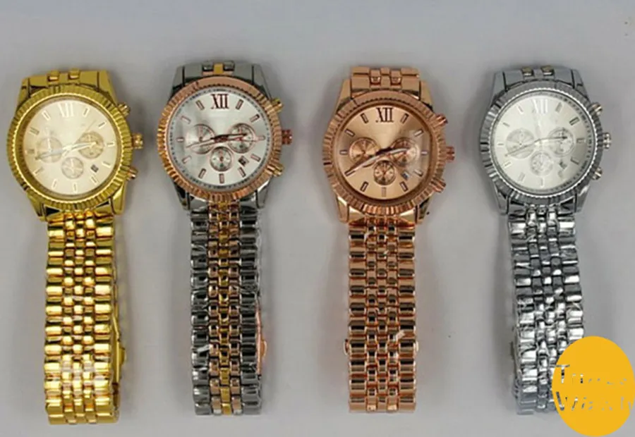 Kostenloser Versand. Heiße Verkaufsart, Standardqualität, japanisches Uhrwerk, M-Uhr mit Diamant + 4 Farben erhältlich, Standardqualität M-Metalluhr mit