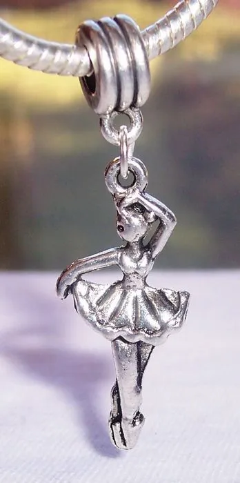 de dança de bailarina prata antiquada bailarina bailarina berço berço para pulseiras de charme europeias 44 *14 mm