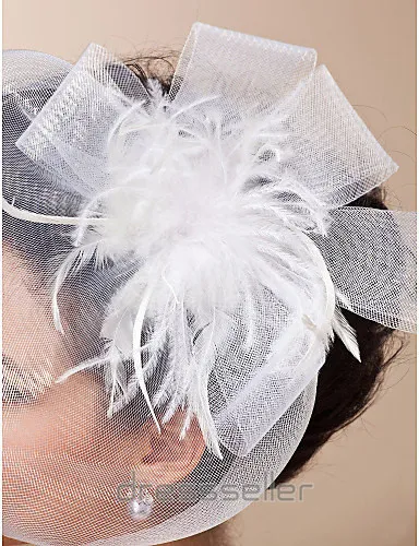 Toppförsäljning Retro White Feather Tulle Net Birdcage Veil Headpiece Head Veil Wedding Bridal Accessories Wedding Bride Hat