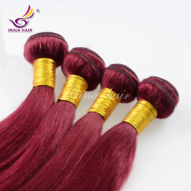 Barato cabelo Virgem Peruano Feixes de cabelo Em Linha Reta 99j cabelo Virgem Brasileiro vermelho lote 100% cabelo humano misturado 8 