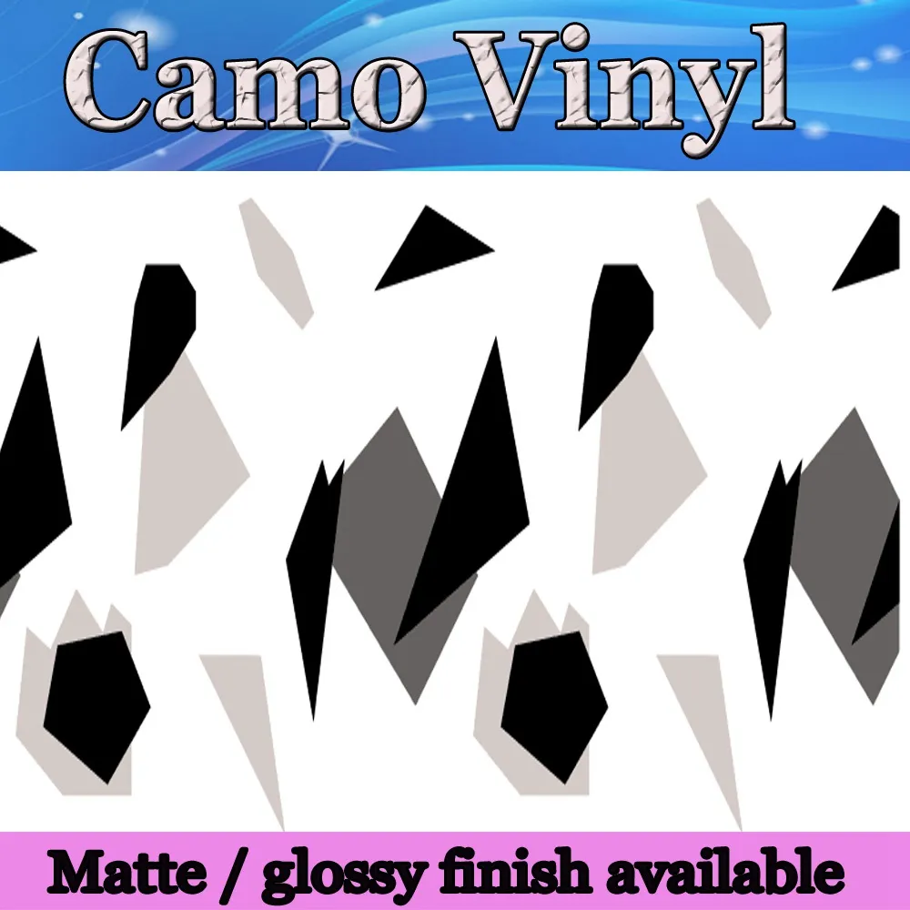 Large balck white Pixel Camoulfage vinyl car wrapping film arctic Camo Film for Vehicle covering styling with Air Free size 1.52x30m/5x98ft