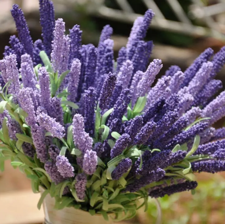 Ramo de flores de simulación de simulación de gama alta europea 12 flores secas de lavanda flores artificiales plantas artificiales G1224