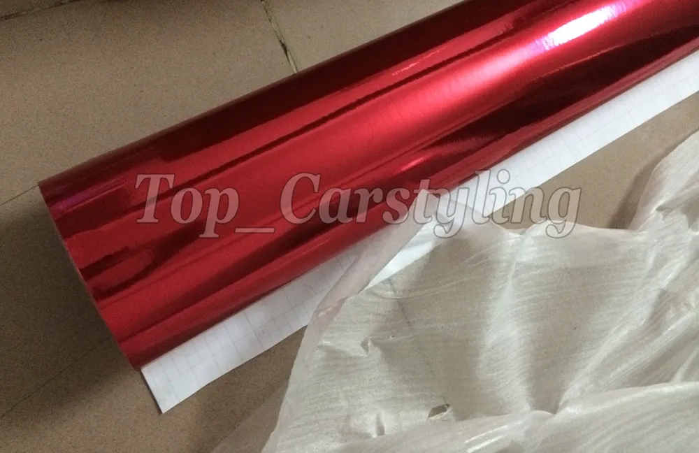 Best Quality Stretchable Red Chrome Mirror Vinyl Wrap Film for Car Styling foil air Bubble Free 1.52*20M/Roll5ft x 65ft