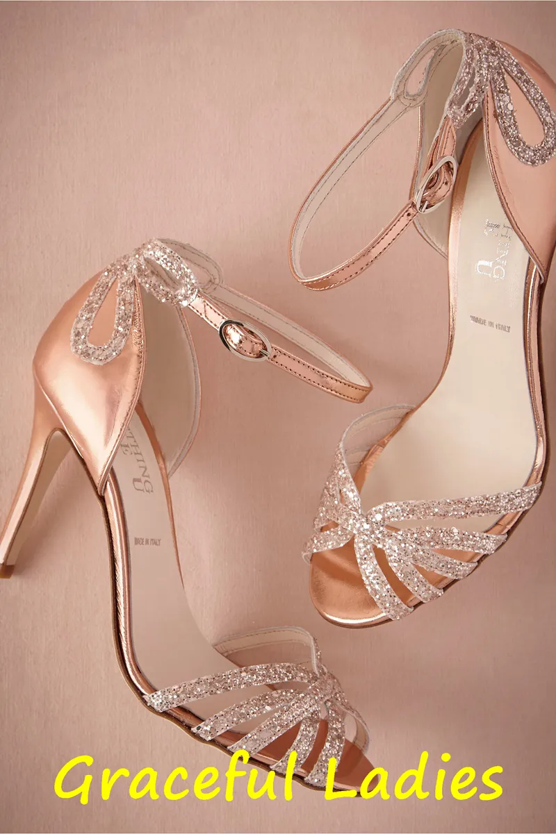 Glittering Rose Gold Heels Real Leather Wedding Pumps For Brides From Arrowma 83.07 DHgate.Com