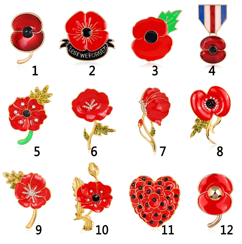 30 Stil Prinzessin Kate Brosche Mohnblume Diamante Kristall Brosche Bankett Abzeichen Brosche Brustnadel Geschenk Mohn Brosche Pins Kostenloser Versand