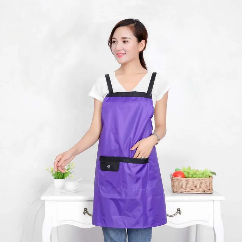 Solid Color Waterproof Anti-oil Adjustable Sleeveless Aprons Bib Uniform With 2 Pockets Hairdresser Kit Salon Hair Tool Chef Waiter Kitchen