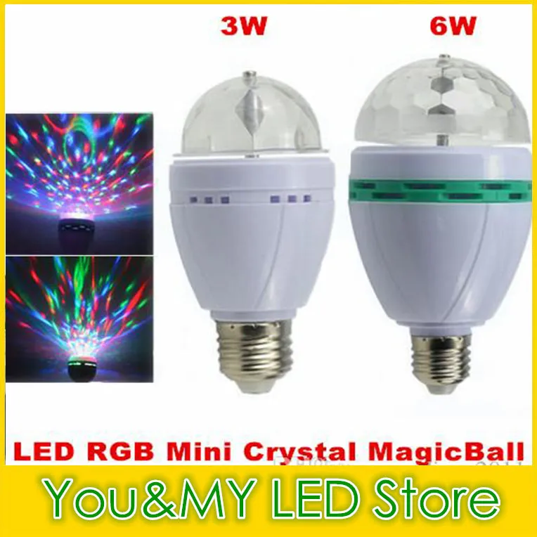 Edison2011 التجزئة 3 واط 6 واط e27 rgb الإضاءة الكامل اللون led كريستال المرحلة ضوء السيارات الدورية المرحلة دي جي مصباح مصباح مصباح مصباح