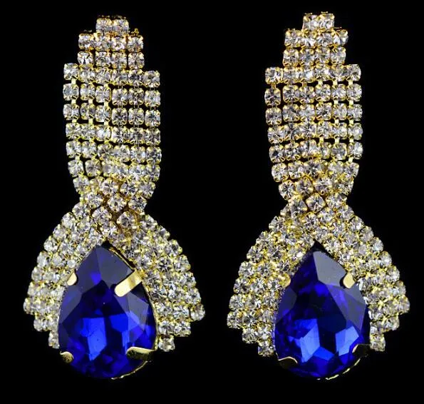Mode Gouden Huwelijk Oorbellen Lange Crystal Water Drop Grote Oorbellen Voor Vrouwen Bruiden Vintage Kroonluchter Oorbellen Drop Crystal Earring 