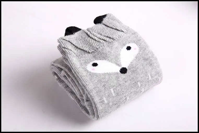 Prettybaby kids socks toddler animal model knee high stockings fox bear cat style cotton loose socks tube socks Pt0087#