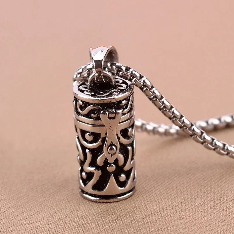 Openbare Zet Ashes Magic Box Medaillons Hanger Urn Chain Vintage Ketting Titanium Steel Pet Supplies Cremation Ash Sieraden Memorial Case Houder GZ209