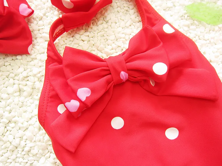 2018 costumi da bagno bambini Gonna corta a pois a pois Costume intero bambini Costume da bagno da spiaggia con fiocco carino Fascia capelli ragazze balneazione primaverile 2884431