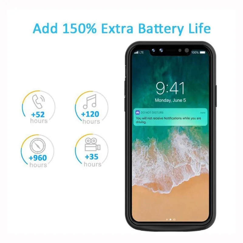 For Iphone X Battery Case 2017 Newest Super Ultra Thin 6000 Mah Backup