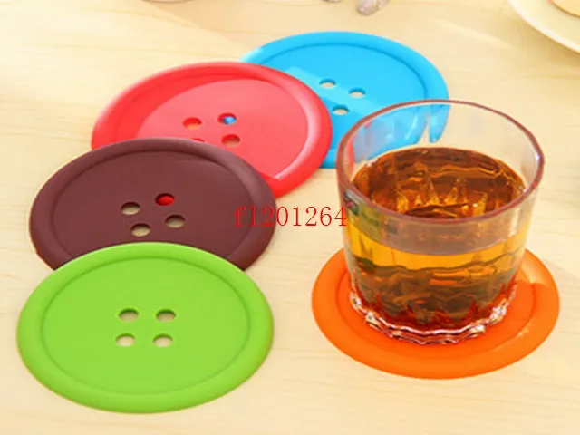 200 adet / grup Silikon Düğme Bardak Fincan Coaster Masa Çay Kupa Yastık placemat Mat Pad İçecekler sahipleri Mix renkler