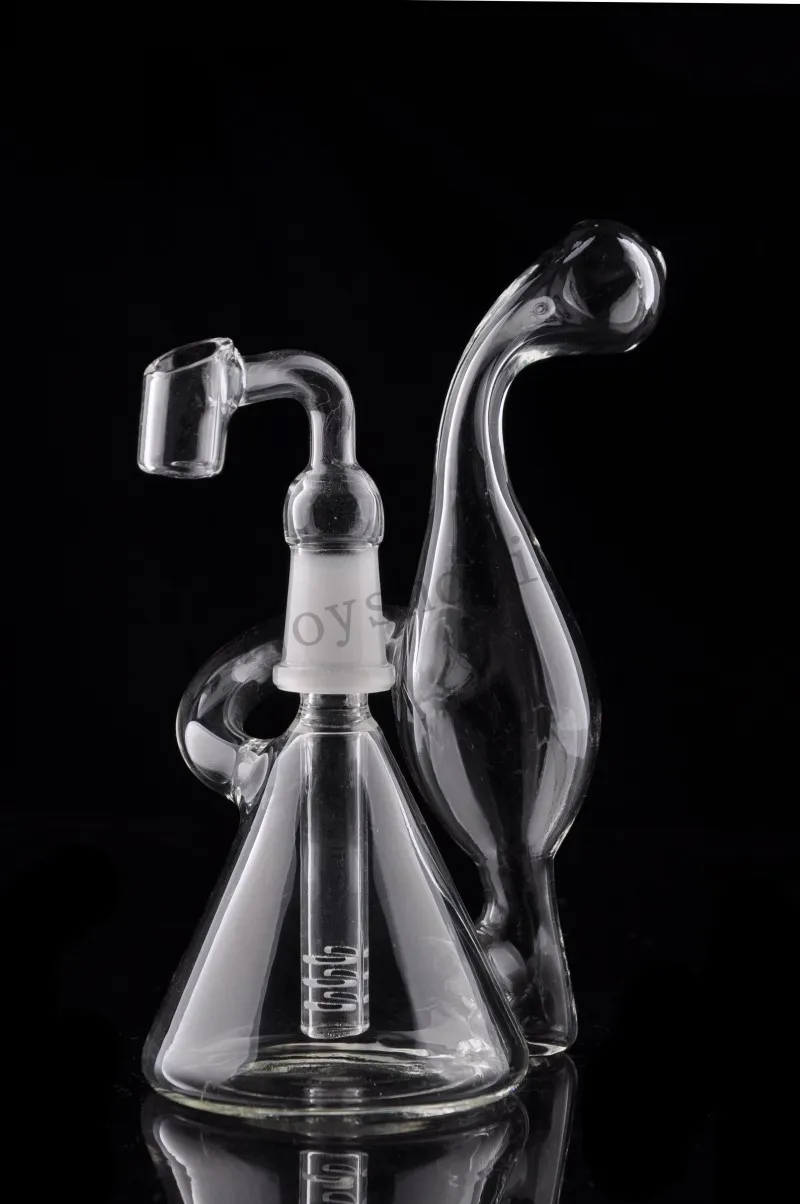 Mini Kieszonkowy Szkło Bongs Grube Szklane Rury Wodne Dual Bubble 2 Funkcja Recykler Oil Rigs Bong Darmowa Wysyłka