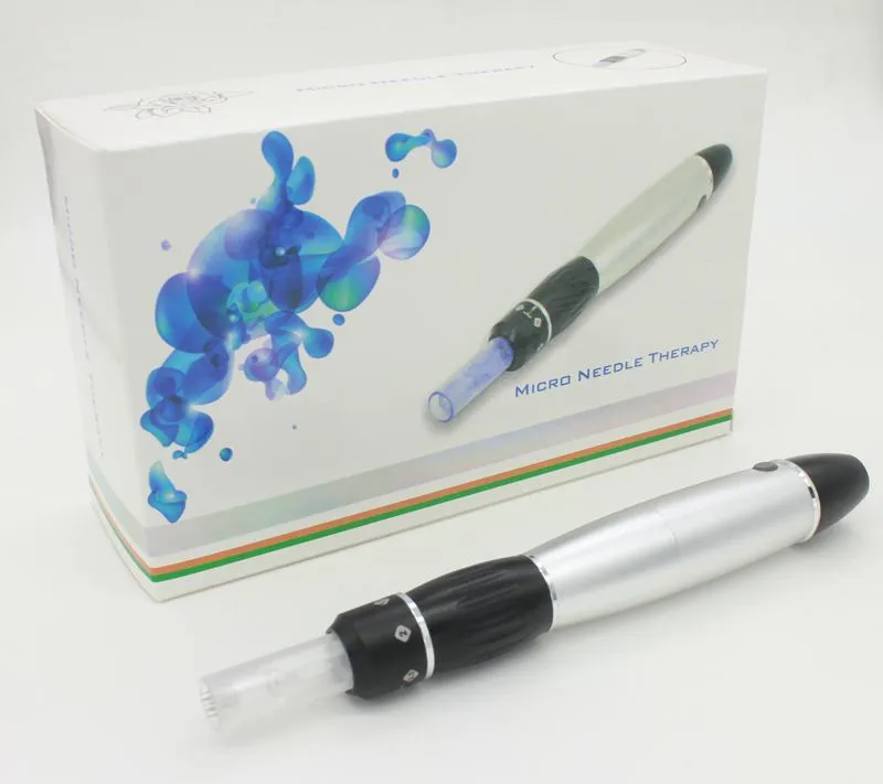 2015 Ny silver elektrisk auto derma penterapi stämpel anti-aging ansiktsmikro nålar elektrisk penna med vit detaljhandel packning dermapen