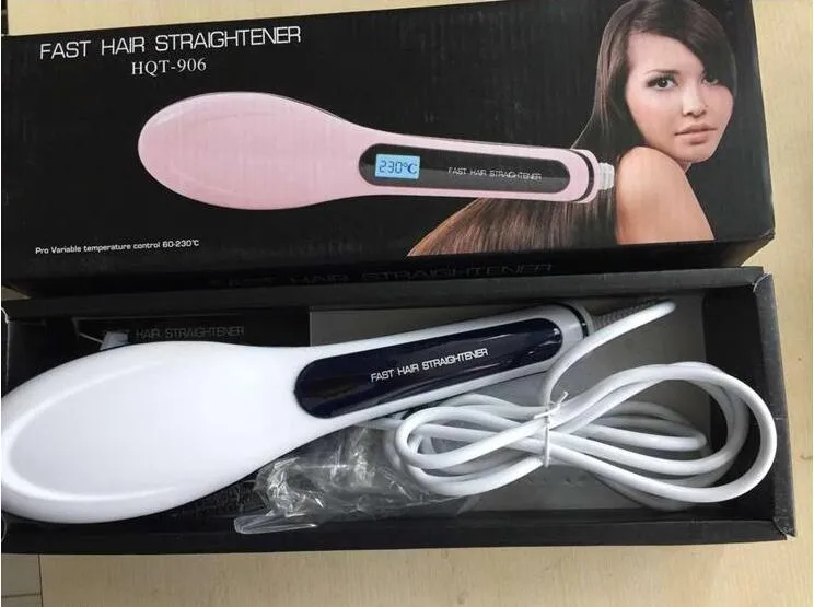 Högkvalitativ hårborste Auto Fast Pink Hair Strainener Comb Irons med LCD -skärm Electric Straight Hair Comb Röjan2833605