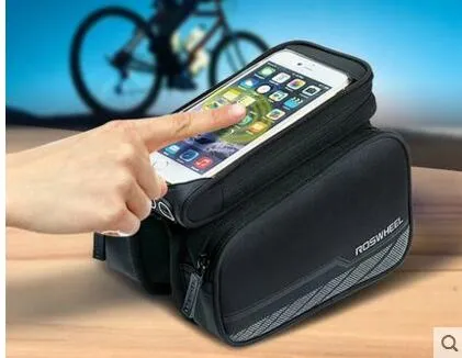 New Bike Front Tube Phone Bag Double Pocket 5.2 inch Touch Screen Riding Cycling Supplies Brand bags equipment Bicycle bag Bicycle front bag