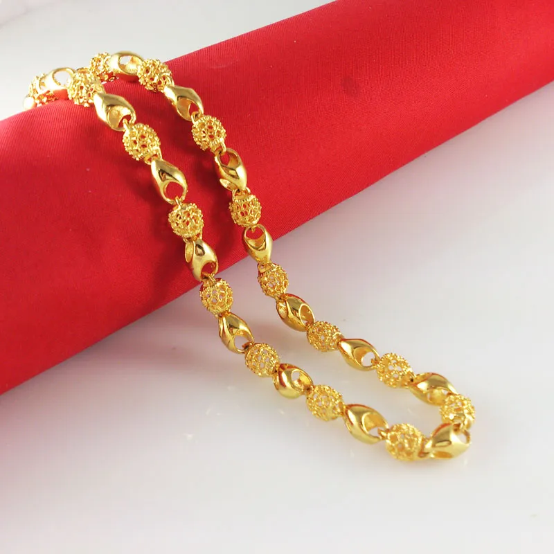 Hele heren 18k geel goud gevulde ketting 24 Figaro ketting 6,5 mm breed 30g heren GF Jewelry2172