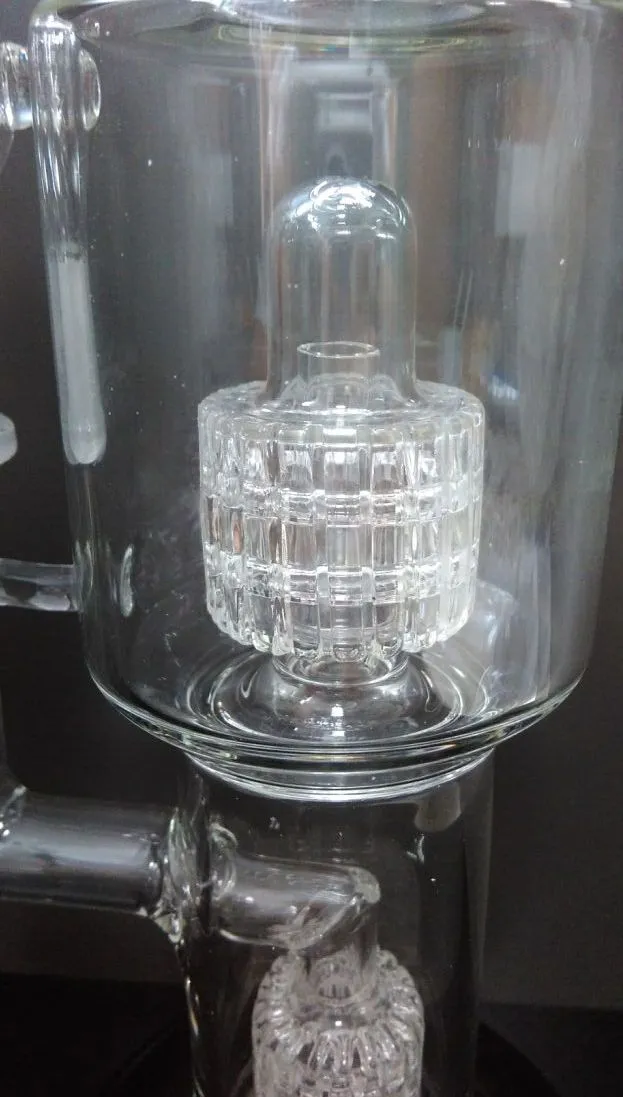 2015 nouveau 11 pouces Bong en verre avec double matrice Perc tuyau d'eau couleur noire 14.4mm joint bonne qualité livraison gratuite