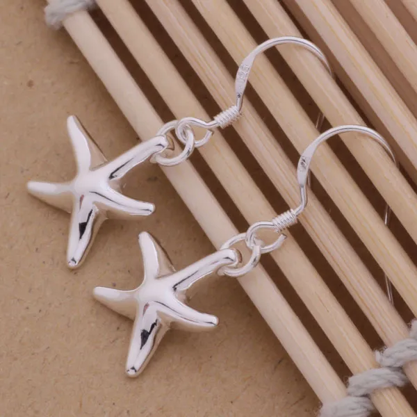 Fashion Pretty Explosion models in Europe and America Fashion Shine Starfish 925 Silver Earrings silver earrings 1173