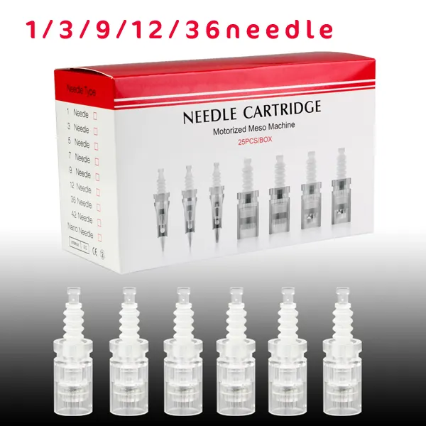 50 pièces derma stylo cartouches électrique derma timbre 9/12/36 aiguilles dermapen aiguille cartouche micro aiguille derma rouleau tête de remplacement