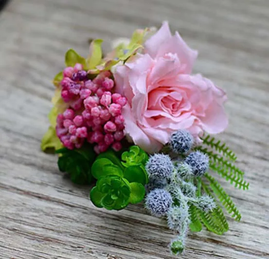 2015 Akcesoria pana młodego Pinki kwiatowe Akcesoria ślubne Ręcznie Made Flowers Men Suit Corsage Dhyz 017964078