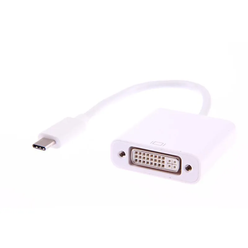 Type C USB 3.1 Male to DVI Female Adapter Cable for PC Macbook 12 inch White Color