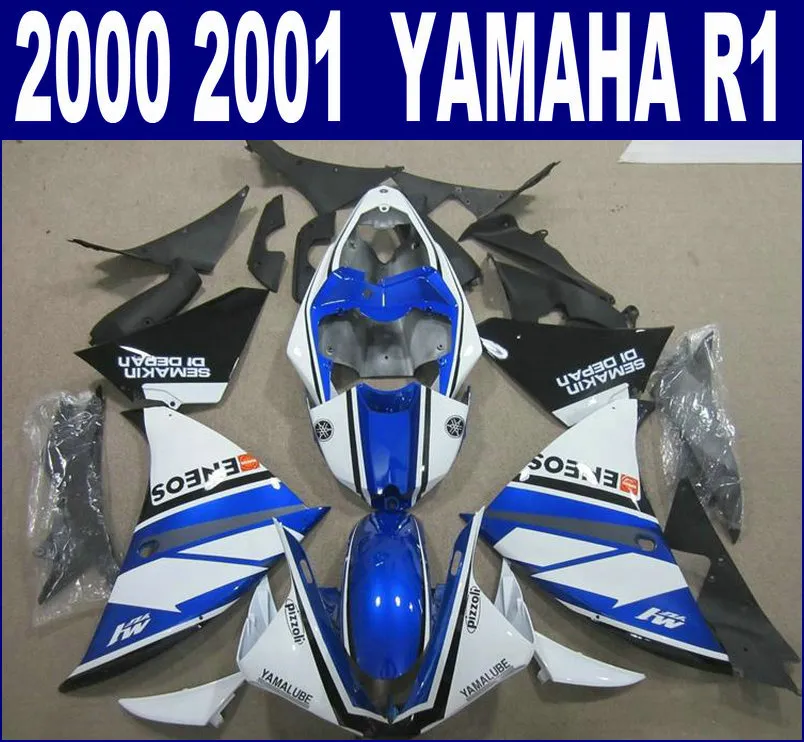 送料無料プラスチックフェアリングキットYamaha 2000 2000 2001年YZF R1ボディキットYZF-R1 00 01ブルーホワイトブラックフェアリングセットBR36 + 7ギフト