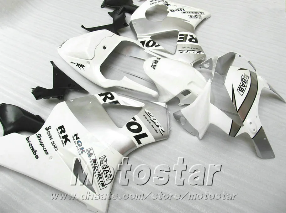 Gratis Anpassa Fairing Kit för Honda Injection Golding CBR900RR Fairings 954 2002 2003 CBR 900RR Vit Silver Repsol Set CBR954 02 03 YR54