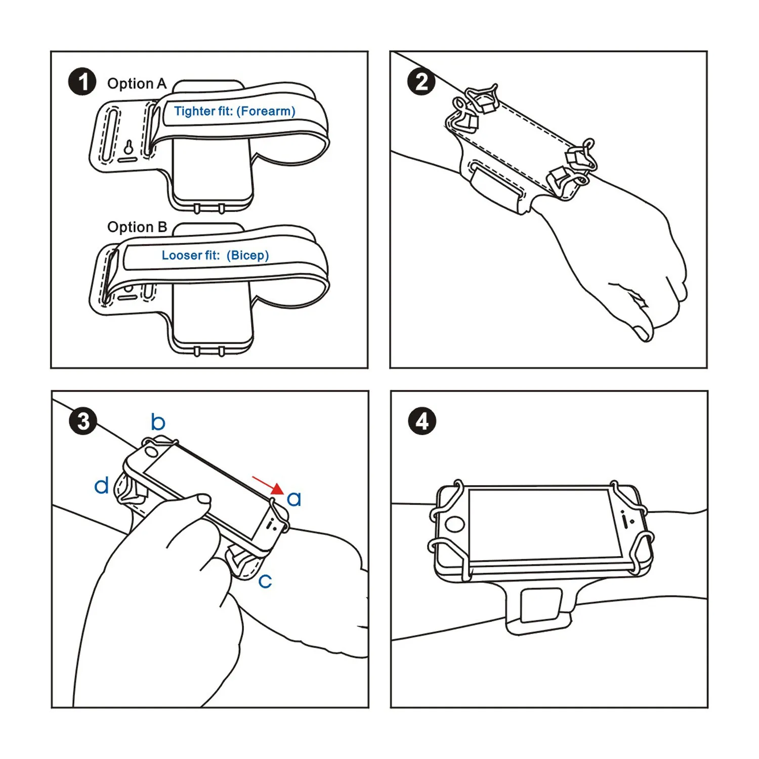 TFY Open-Face Sport Armband + Key Holder för iPhone 6 Plus, Svart - Open-Face Design - Direkt tillgång till pekskärmskontroller