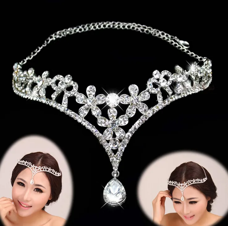 16.3 * 8 cm Ucuz Gelin Tiara Kristaller Kafa Gelin Kafa Aksesuarları Resmi Olay Saç Giyim Rhinestones Takı