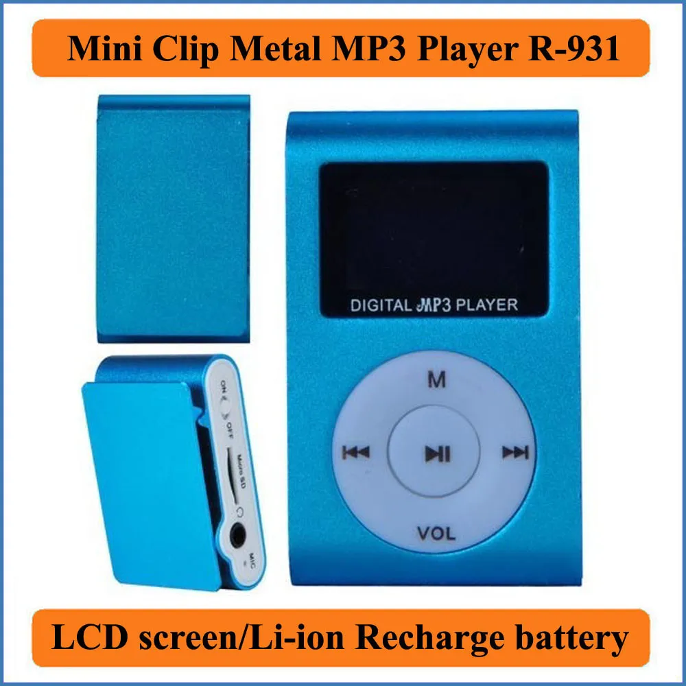 Mini Clip Metal MP3-spelare med LCD-skärm/Li-ion laddningsbatteri Stöd 32GB Micro SD TF-kortplats Digital mp3-musikspelare R-831