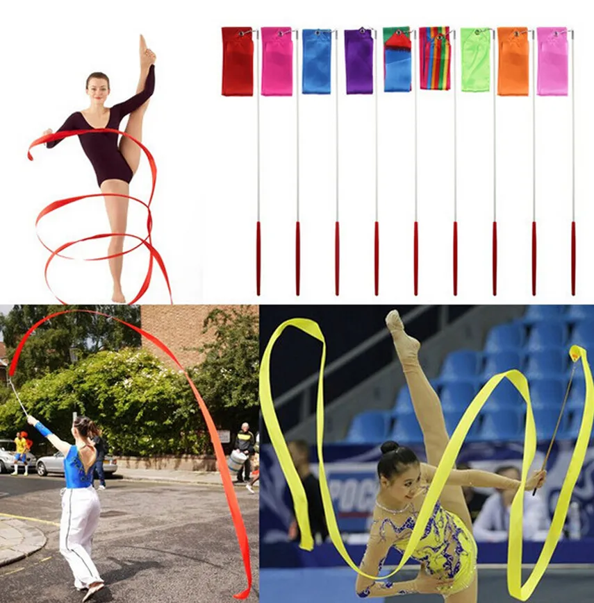 Colorful Fitness ribbons Dance Ribbon Gym Rhythmic Gymnastics Art Gymnastic Ballet Streamer Twirling Rod gift 7803432