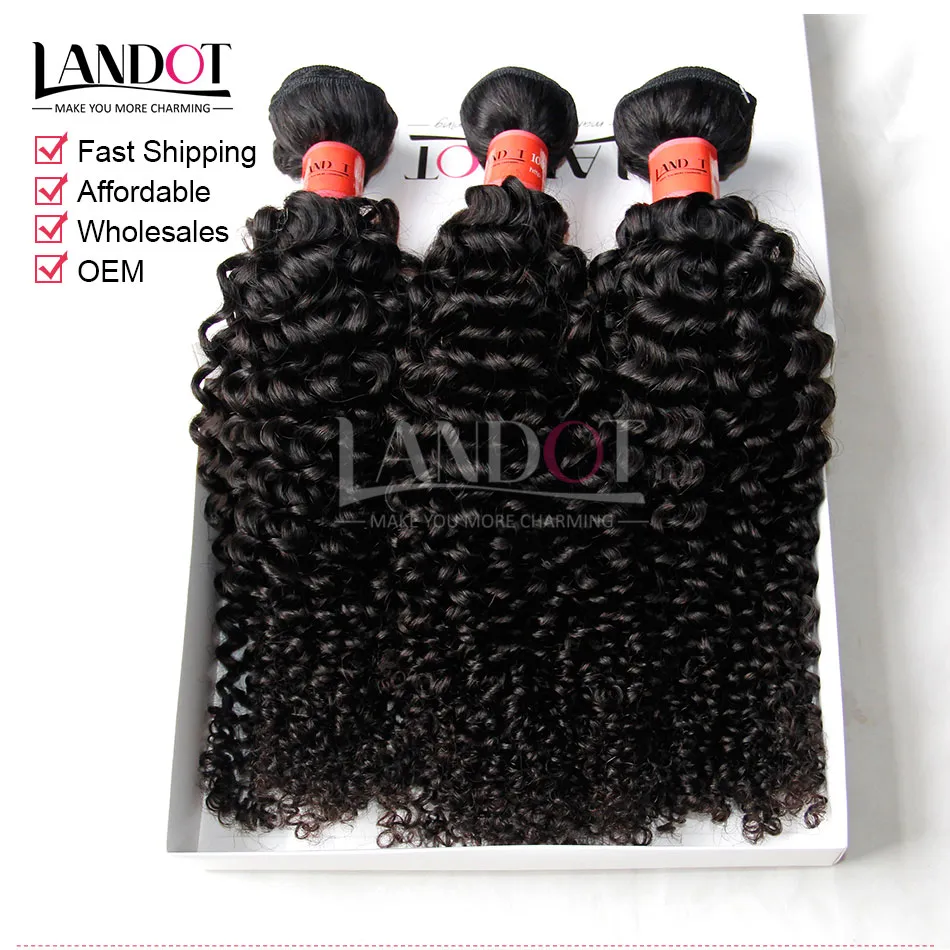 6st 8-30INCH BRAZILIAN KINKY Curly Virgin Hair Grade 7A Obehandlat Djup Curl Human Hair Weave Buntar Naturliga färgförlängningar färgbar