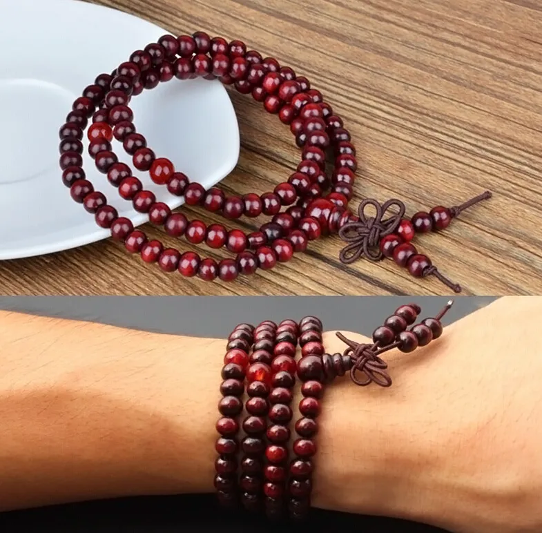 108 * 8mm Genuine Natural Sandalwood Beads Buda Malas Pulseira Saudável Jóias Homem Pulso Mala Neklace Pulseiras 5 Cores