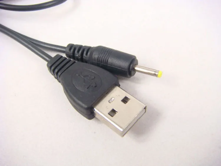 50 pçs / lote 70 cm de alta velocidade USB para DC2.0 preto cabo de alimentação 2 mm porta frete grátis