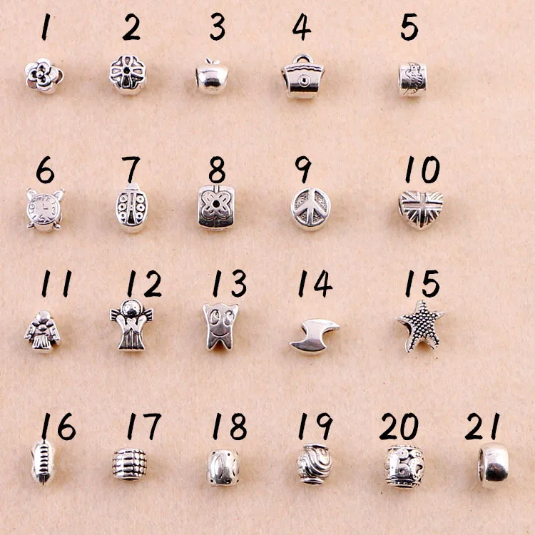 Loose Beads Mixed Antique Silver Acrylic Beads Spacers Beads Fit Bracelet European Charm bracelets chain bracelet Accessories3760810