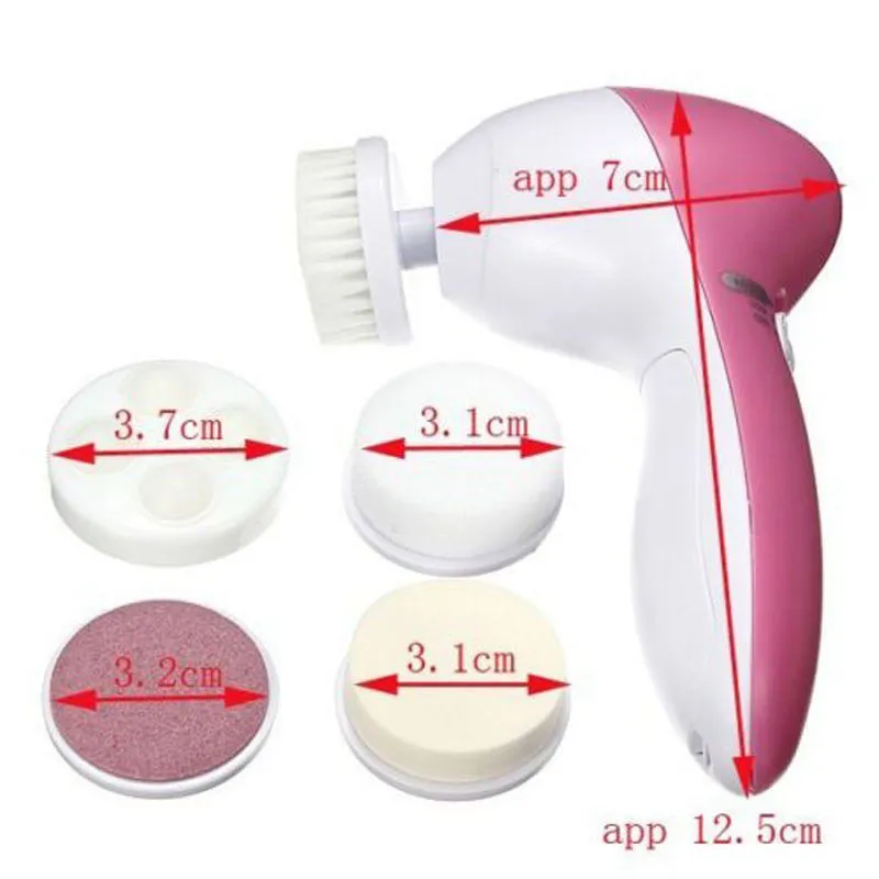 5 em 1 máquina de rosto de lavagem elétrica rosto poros limpador de acne limpeza corporal massagem mini pele beleza massageador escova