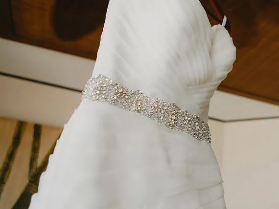 beaded sash for wedding dress Chic Beaded Pearls Satin Bride Dresses Wedding Bow Ribbon Sash –  loveangeldress