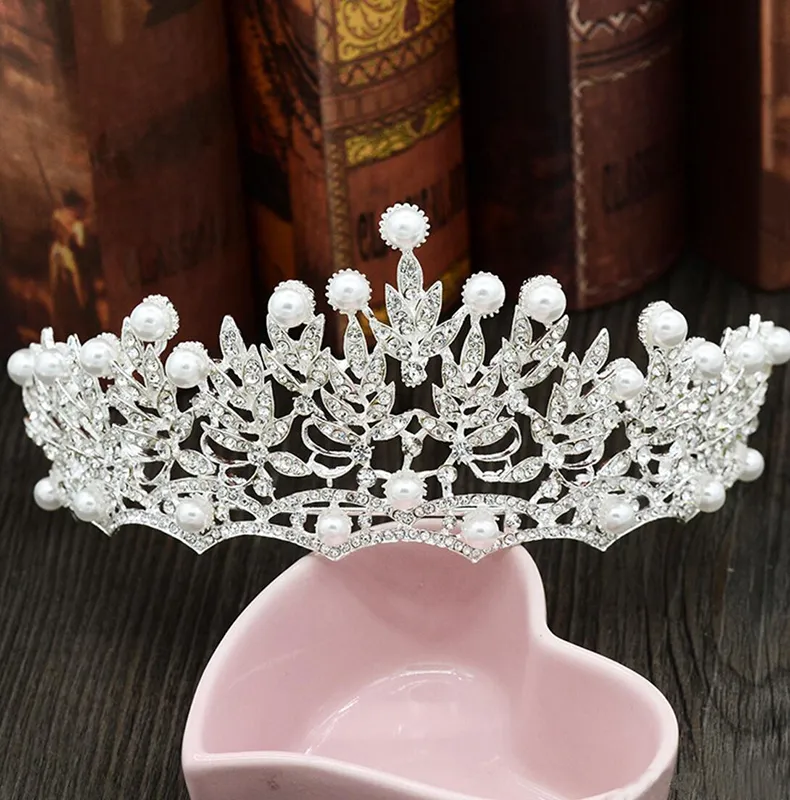 Perle Diamanti Corone nuziali Copricapo da sposa Fasce Donna Gioielli in cristallo Diademi Intera festa Quinceanera Compleanno Capelli A1256091