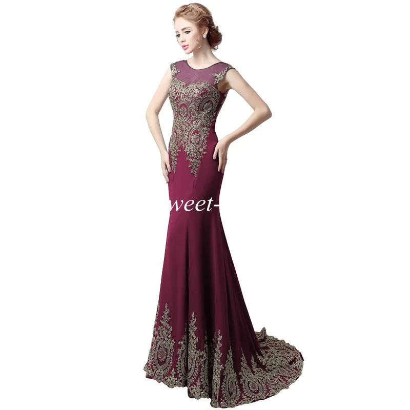 XU039 Cheap Long Prom Dresses Mermaid Sheer Jewel Dark Red Lace Corset Actual Images Maxi Party Evening Dresses Gowns for Pageant