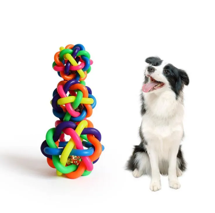 Huisdierbenodigdheden Rubber Bell Balls Gevlochten Touw Ballen Chew Knoop Speelgoed Hond Kat Speelgoed voor Puppy Hond Spelen Kauwen Toy Ball