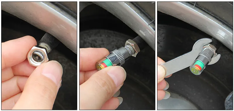 2.4 Bar Auto Bandenspanning Monitoring Tool Kit Anti-diefstal Afsluitbare Tire Valve Stam Caps Indicator / Set