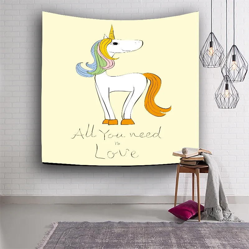 Cartoon Unicorn Kids Kocowe Wiszące Gobelin Kawaii Dentury Mural Drukowane obrazu Wall Art Decoration Dywan Tekstylia