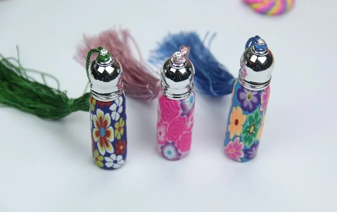 Livraison gratuite de haute qualité 6ML tête de cuivre perle polymère argile bouteilles de parfum vide rouleau boule bouteille pendentif de voiture